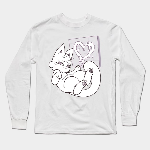 Lotion Cat - Lotion Heart Long Sleeve T-Shirt by kekitopu